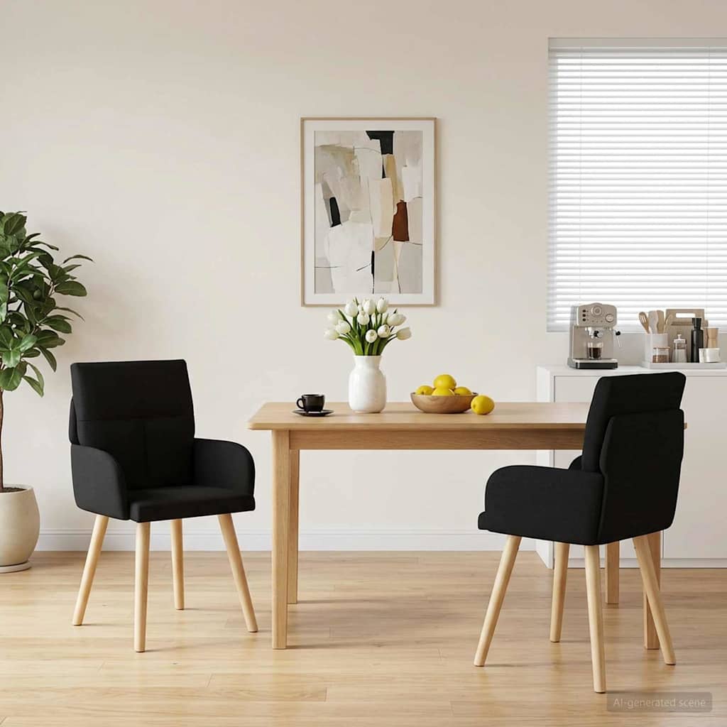 Matstolar 2 st Tyg Svart 60 x 56 x 96 cm