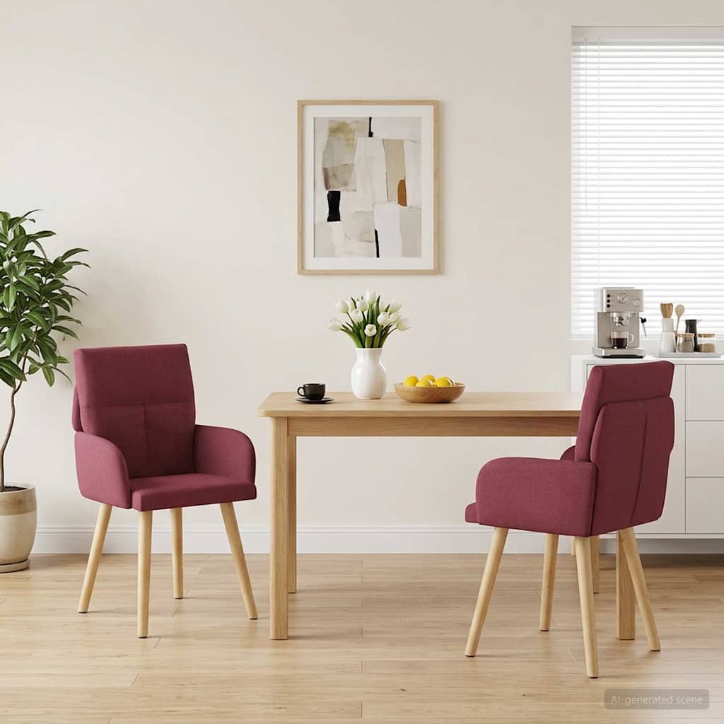 Matstolar 2 st Tyg Vinröd 60 x 56 x 96 cm
