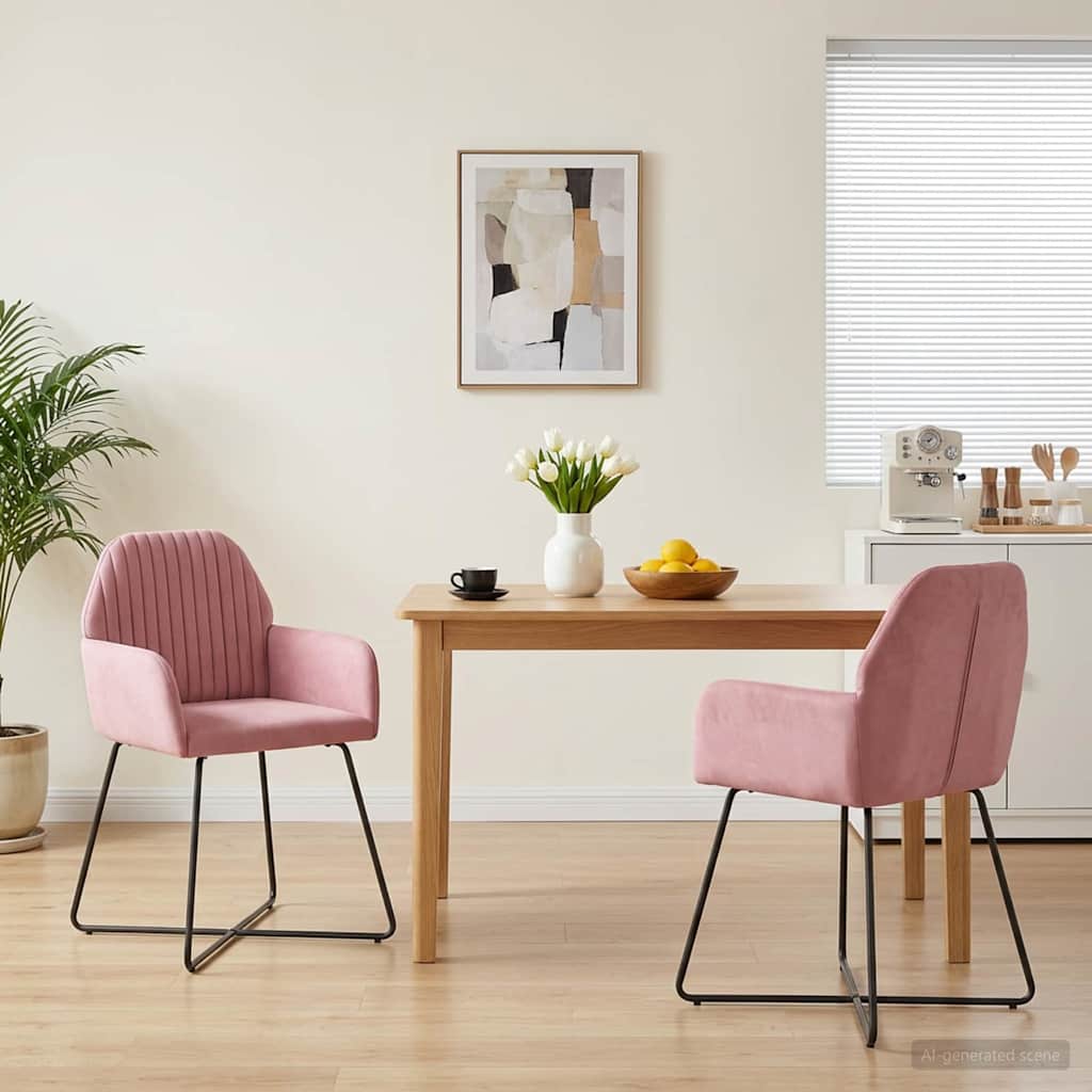 Matstolar 2 st Sammet Rosa 55 x 50 x 84 cm