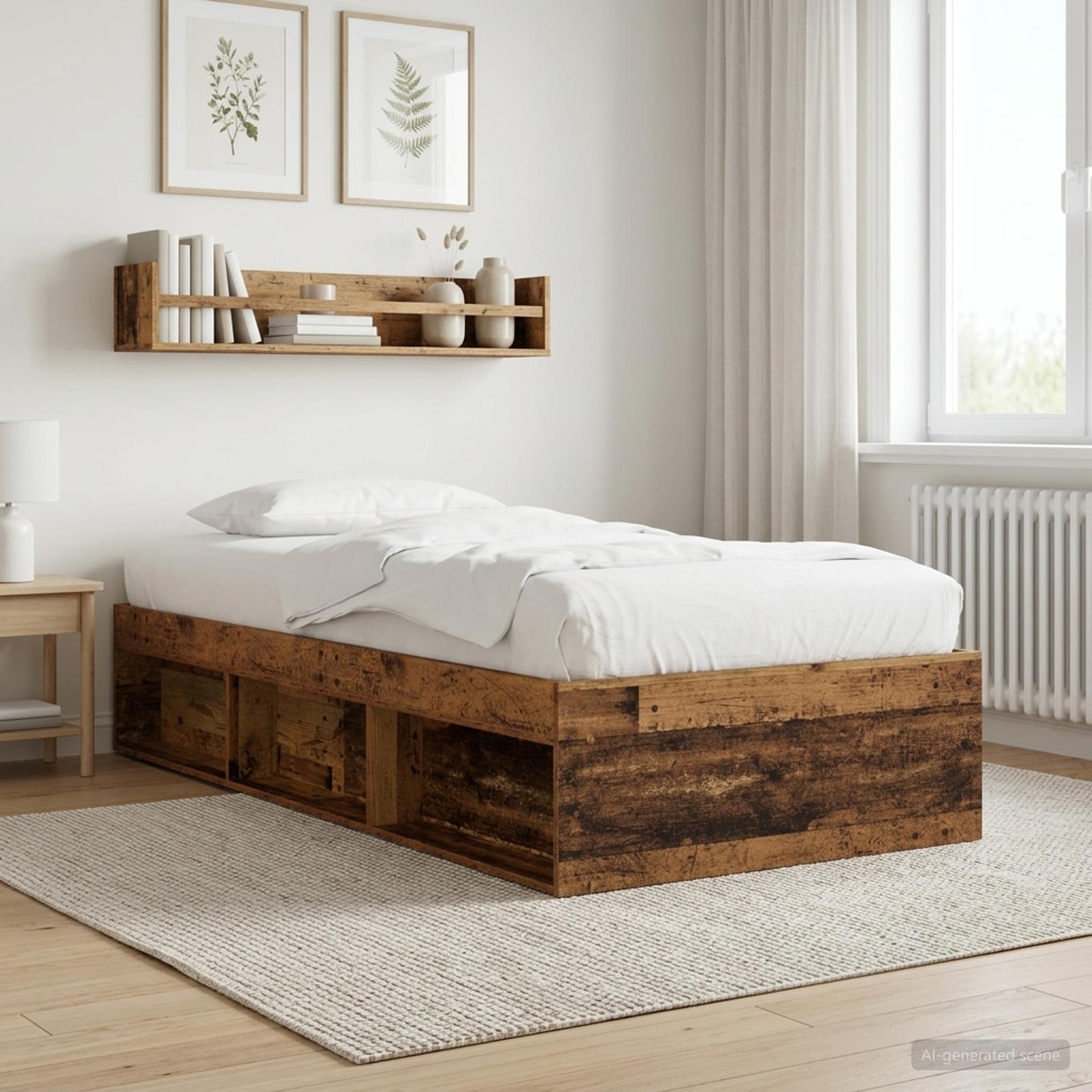 Sängram med förvaring Gammalt trä 80 x 200 cm Konstruerat trä