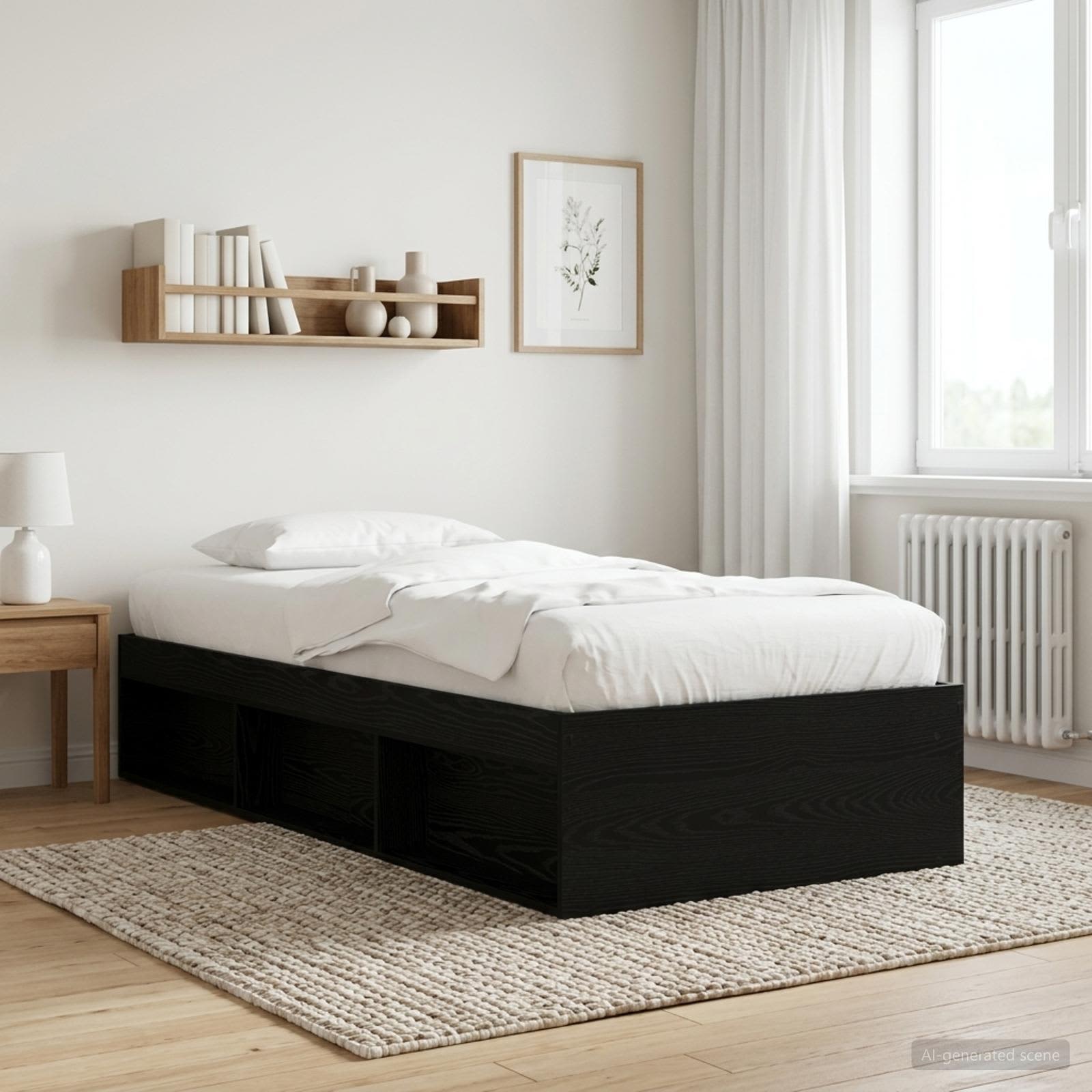 Sängram med förvaring Svart ek 80 x 200 cm Konstruerat trä