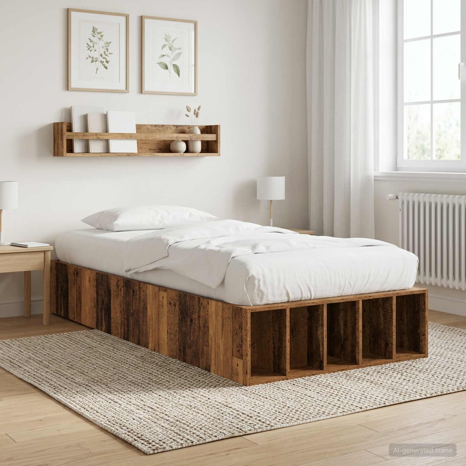 Sängram med förvaring Gammalt trä 80 x 200 cm Konstruerat trä