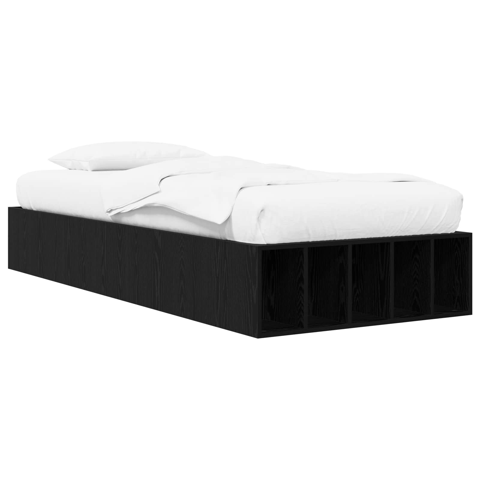 Sängram med förvaring Svart ek 80 x 200 cm Konstruerat trä