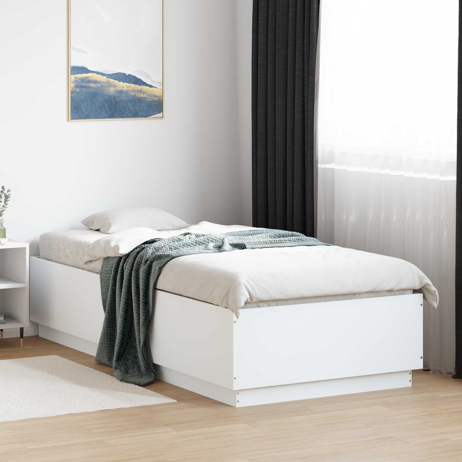 Sängram med LED Vit 80 x 200 cm Konstruerat trä