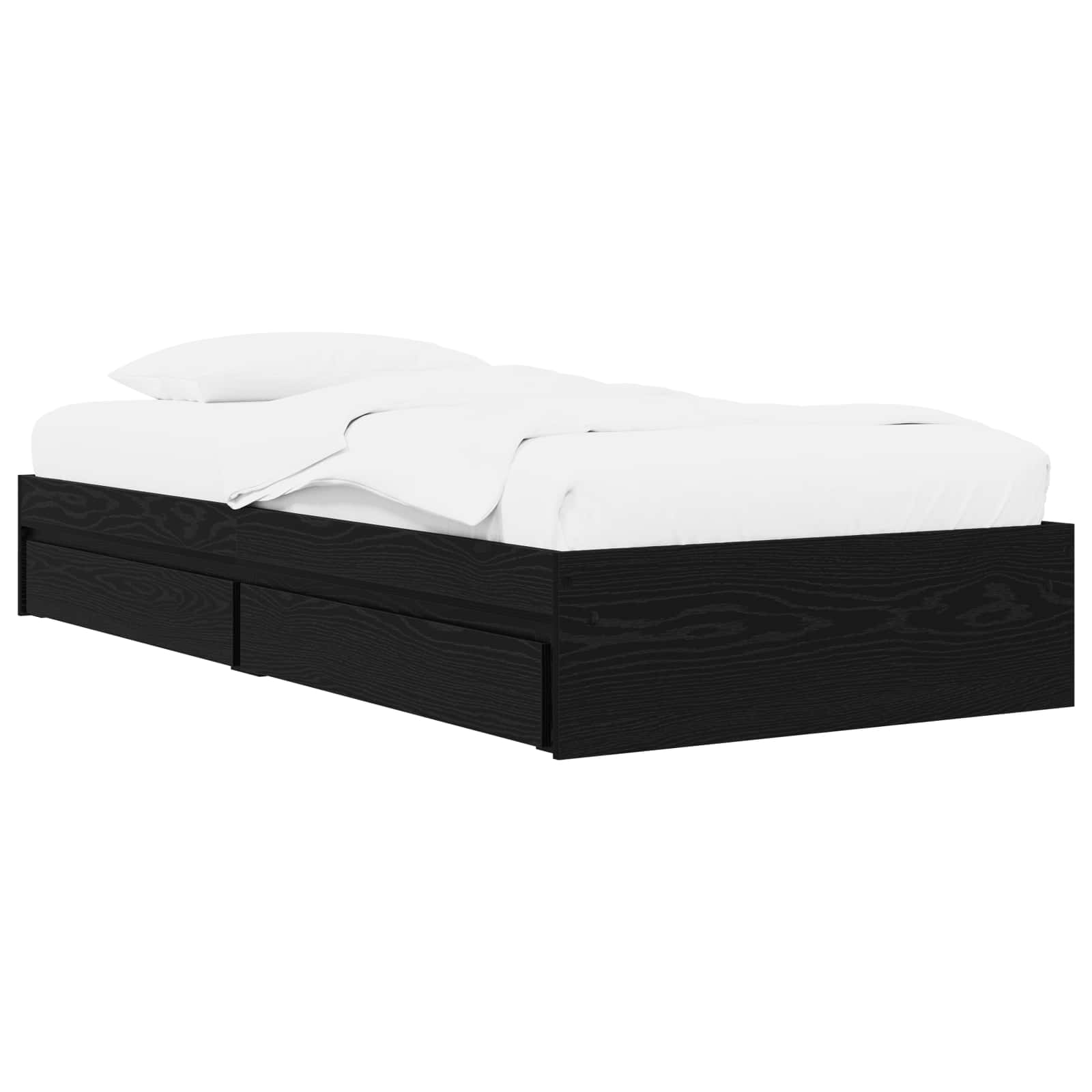 Sängram med förvaring Svart ek 80 x 200 cm Konstruerat trä