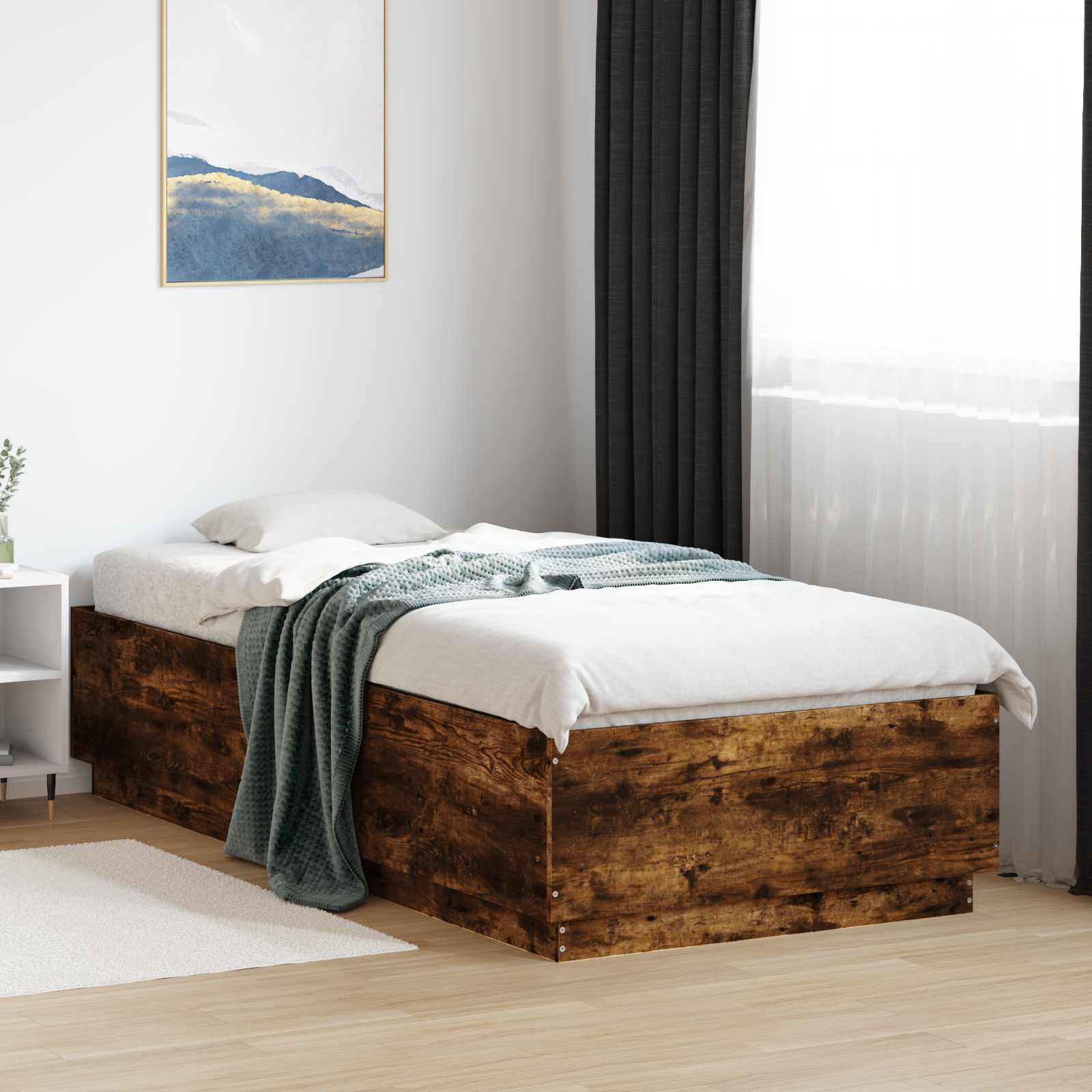 Sängram Rökt ek 80 x 200 cm Konstruerat trä