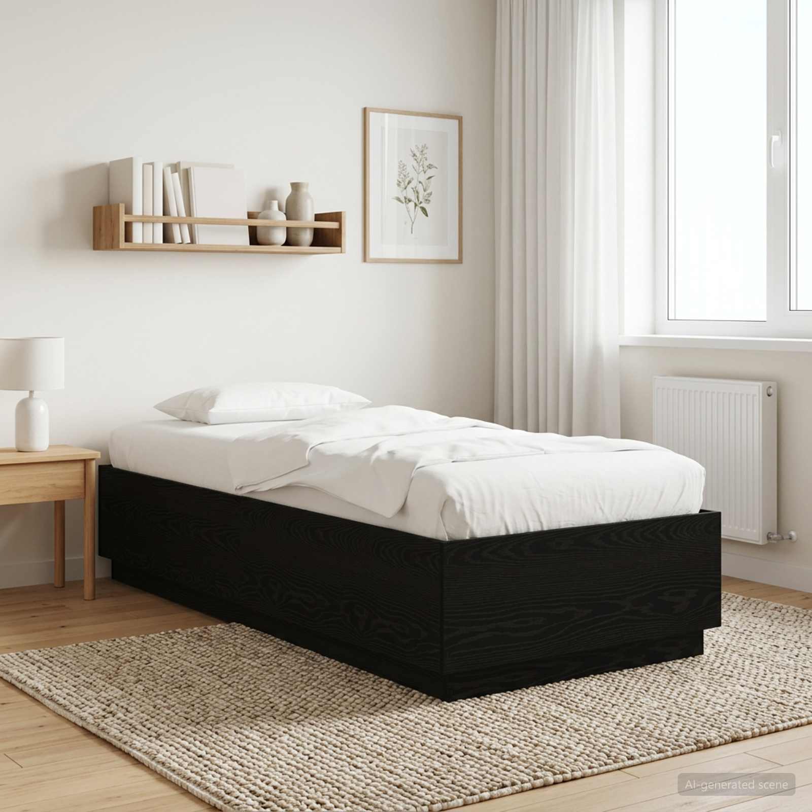 Sängram Svart ek 80 x 200 cm Konstruerat trä