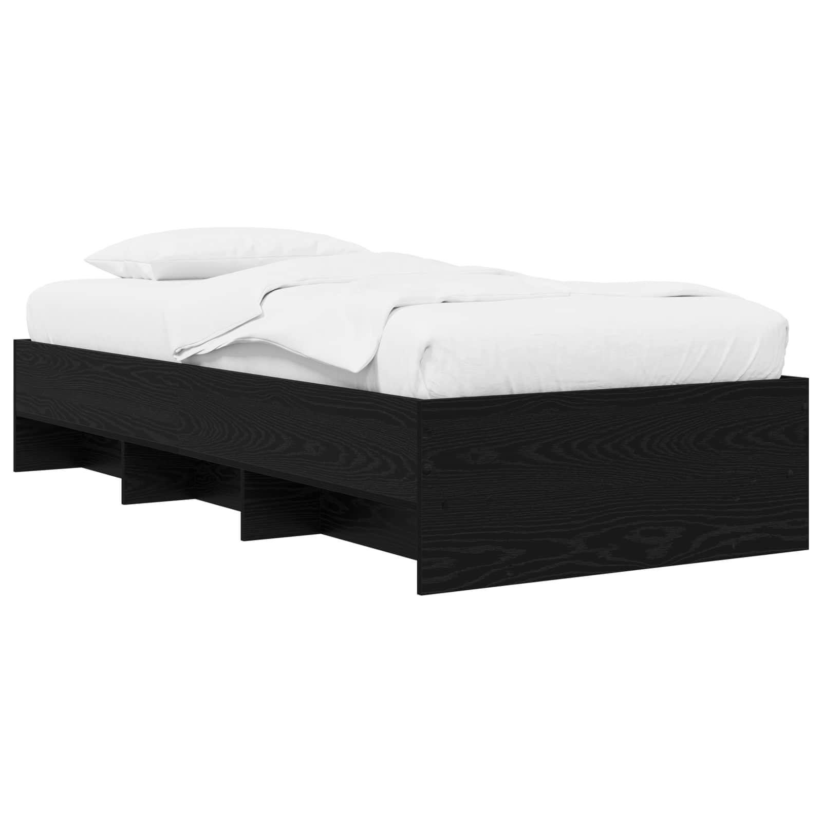 Sängram med hylla Svart ek 80 x 200 cm Konstruerat trä