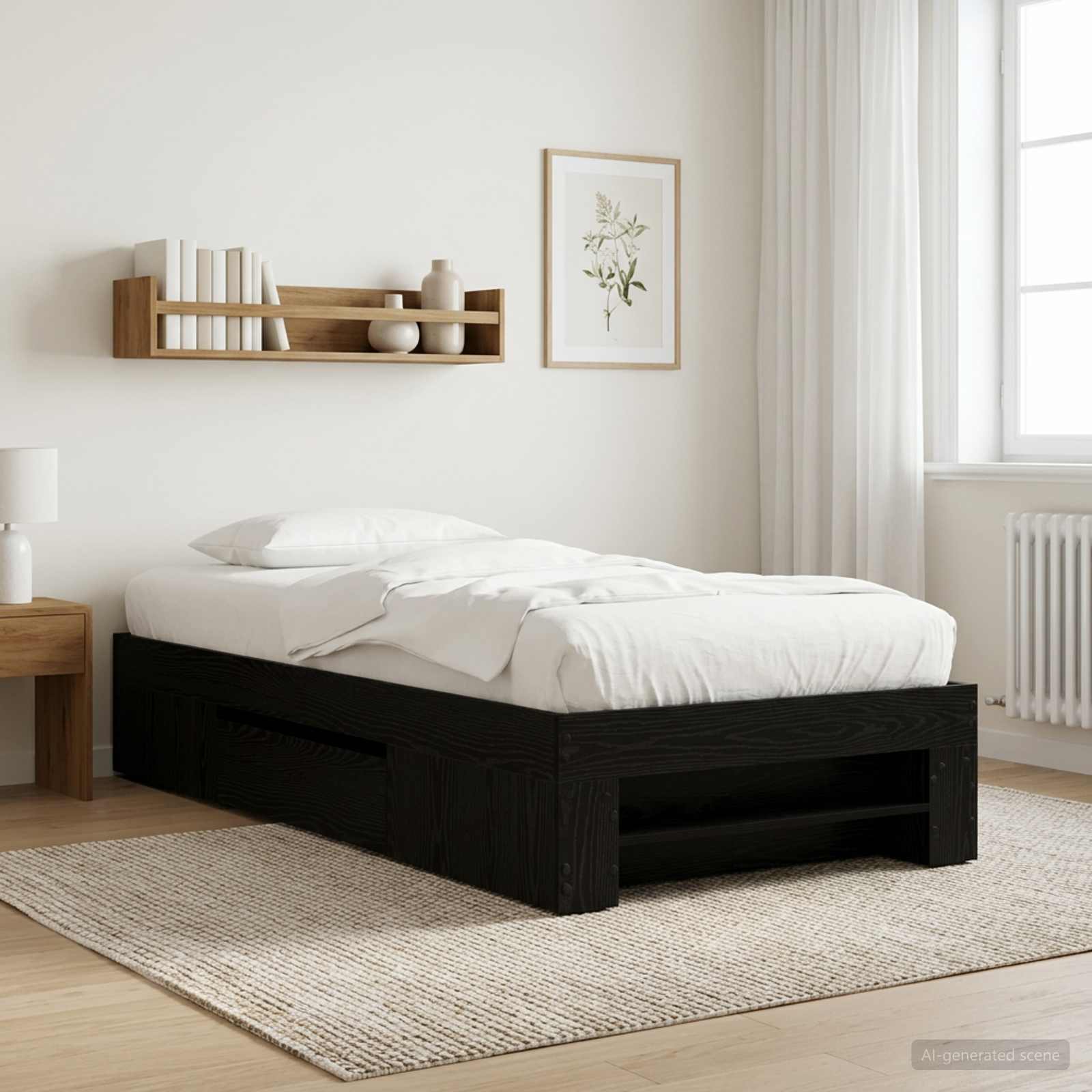 Sängram med förvaring Svart ek 80 x 200 cm Konstruerat trä