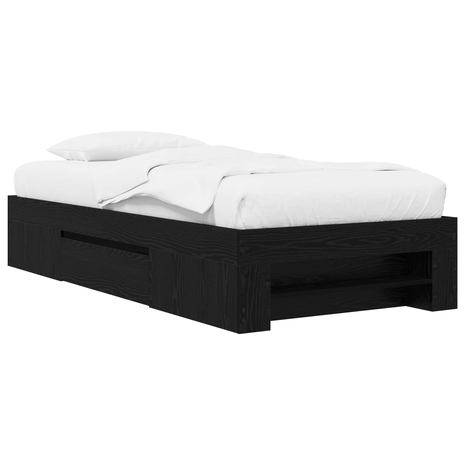 Sängram med förvaring Svart ek 80 x 200 cm Konstruerat trä