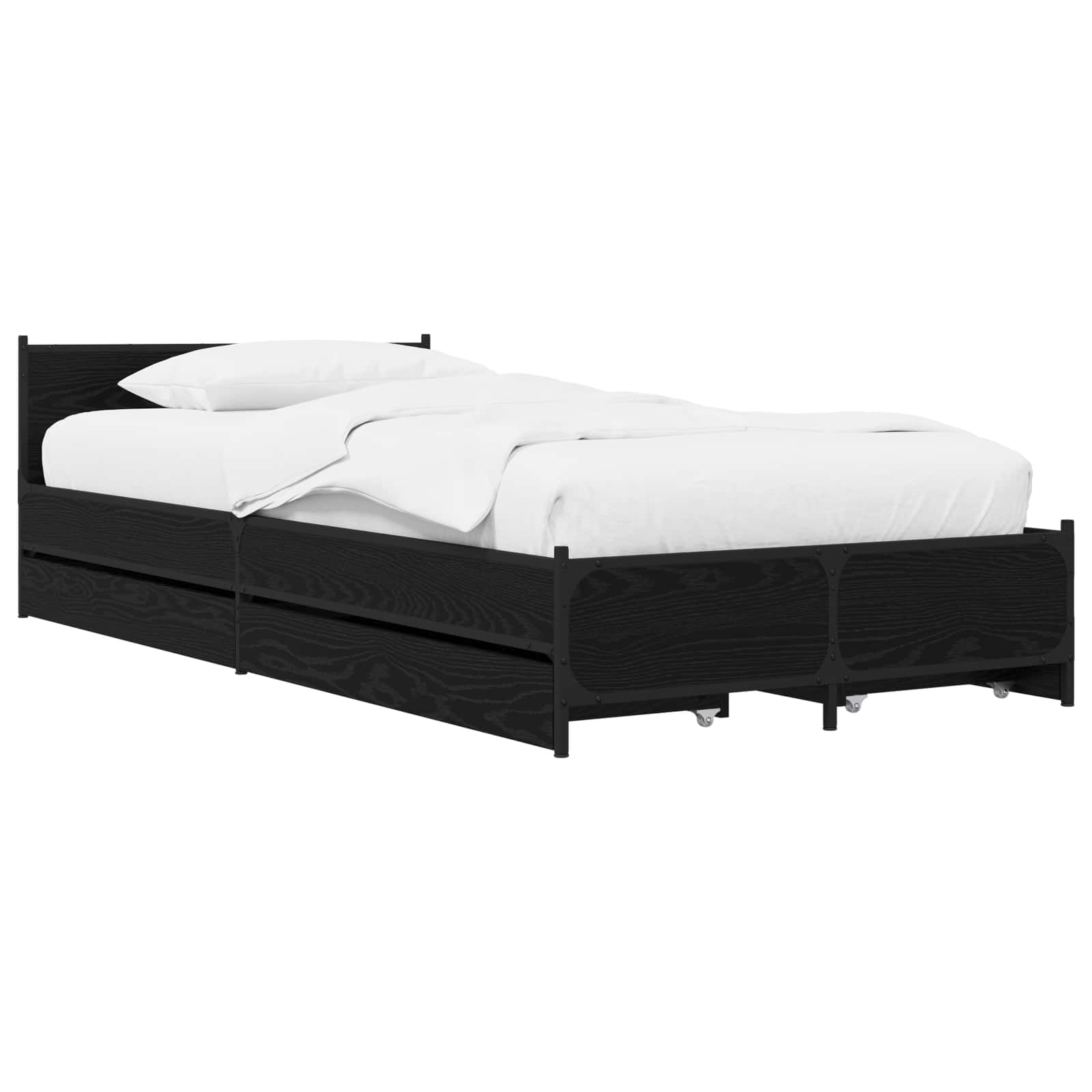 Sängram med huvudgavel Svart ek 80 x 200 cm Konstruerat trä
