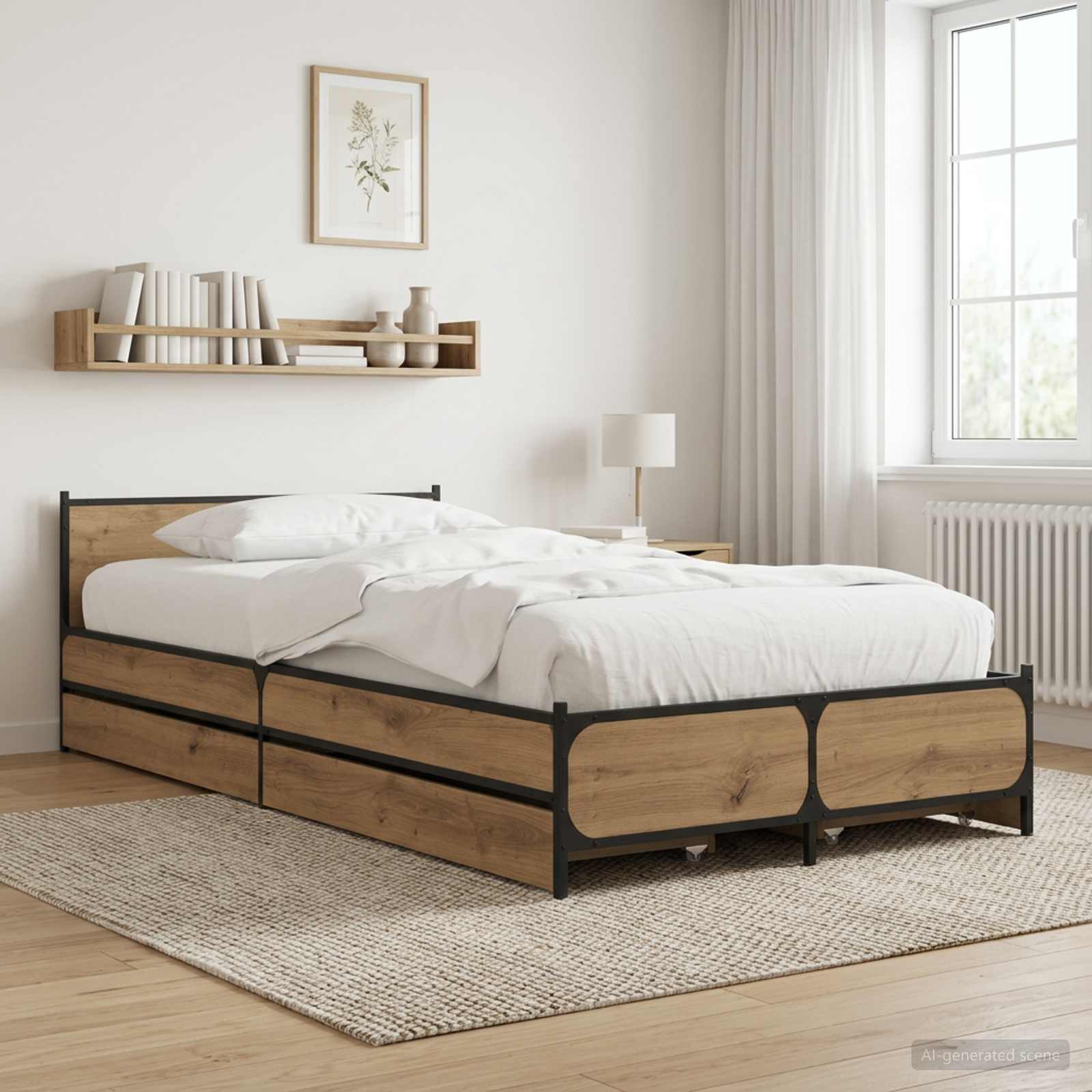 Sängram med huvudgavel Artisan-ek 80 x 200 cm Konstruerat trä