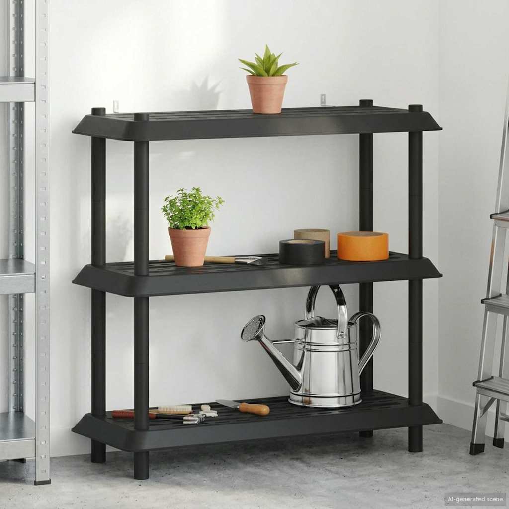 Hyllsystem 3 nivåer 100 x 40 x 96 cm PP Antracit