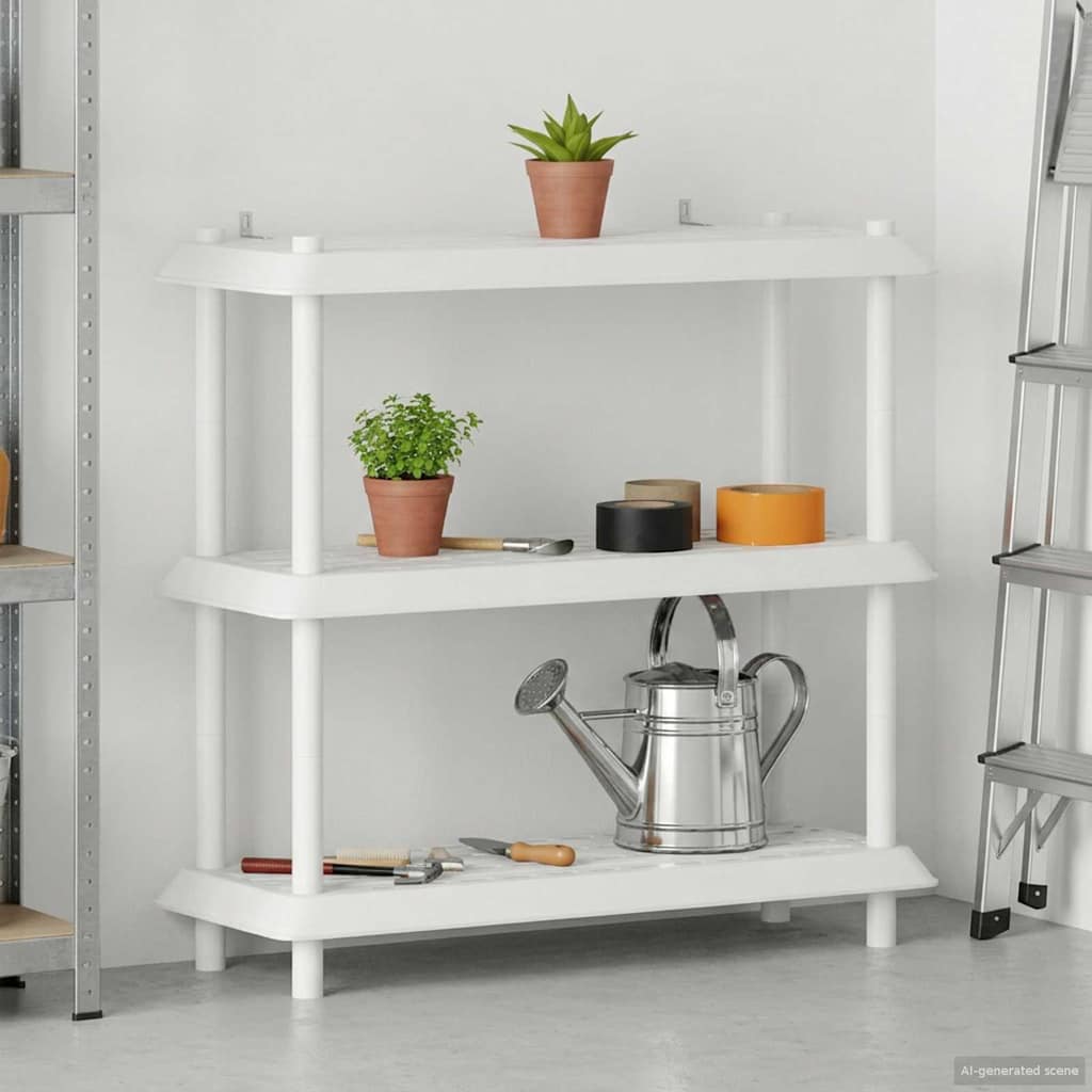 Hyllsystem 3 nivåer 100 x 40 x 96 cm PP Vit