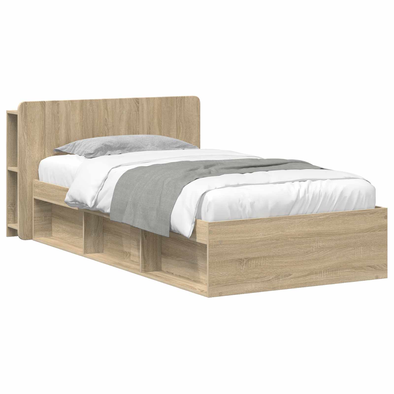 Sängram med förvaring Sonoma-ek 75 x 190 cm Konstruerat trä