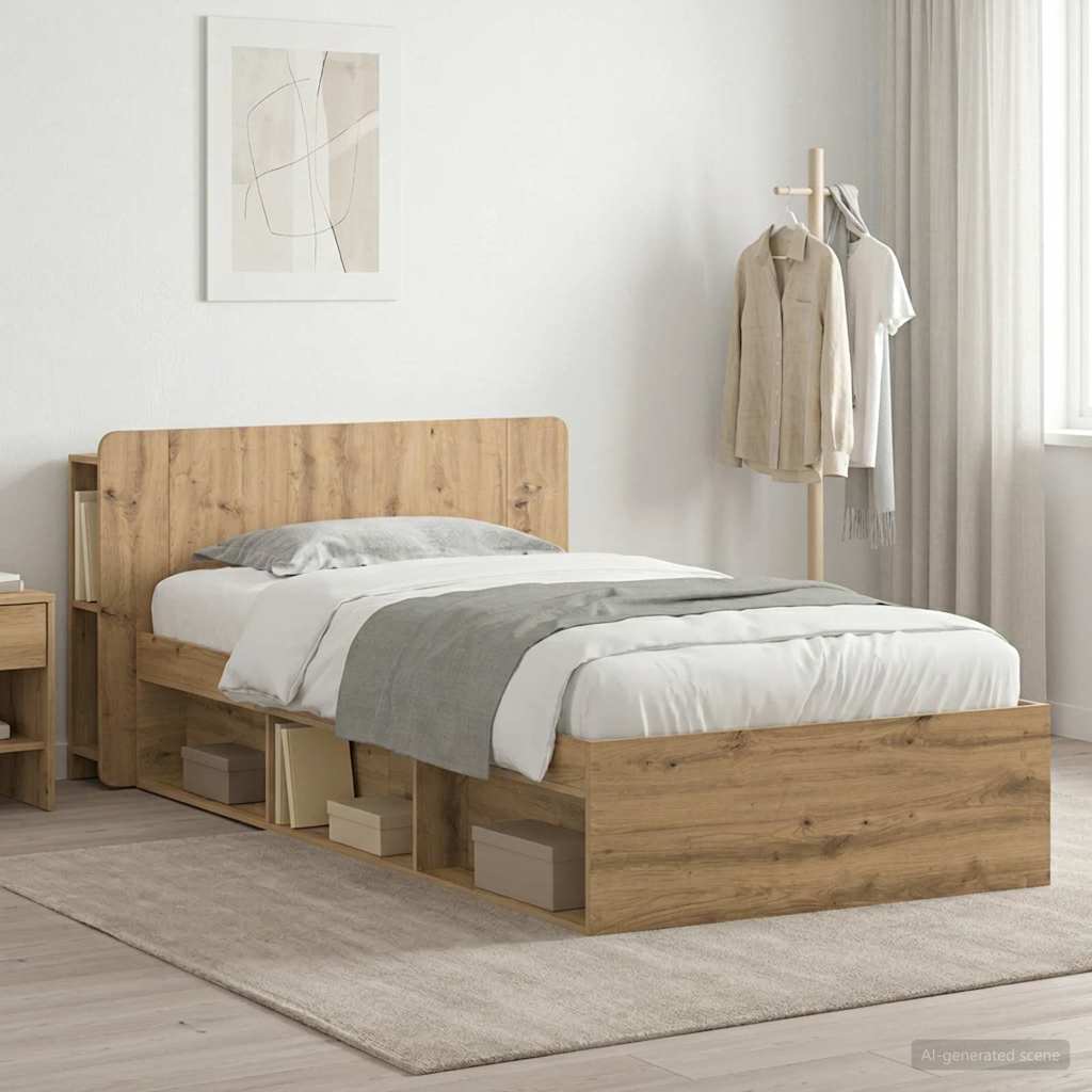 Sängram med förvaring Artisan-ek 90 x 190 cm Konstruerat trä