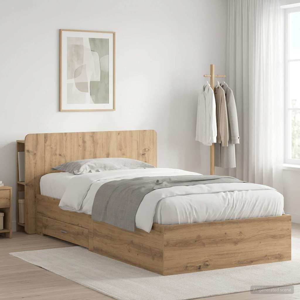 Sängram med förvaring Artisan-ek 100 x 200 cm Konstruerat trä