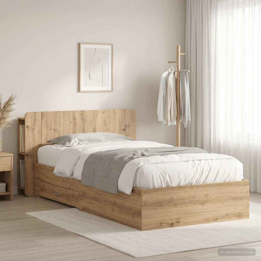 Sängram med förvaring Artisan-ek 90 x 200 cm Konstruerat trä