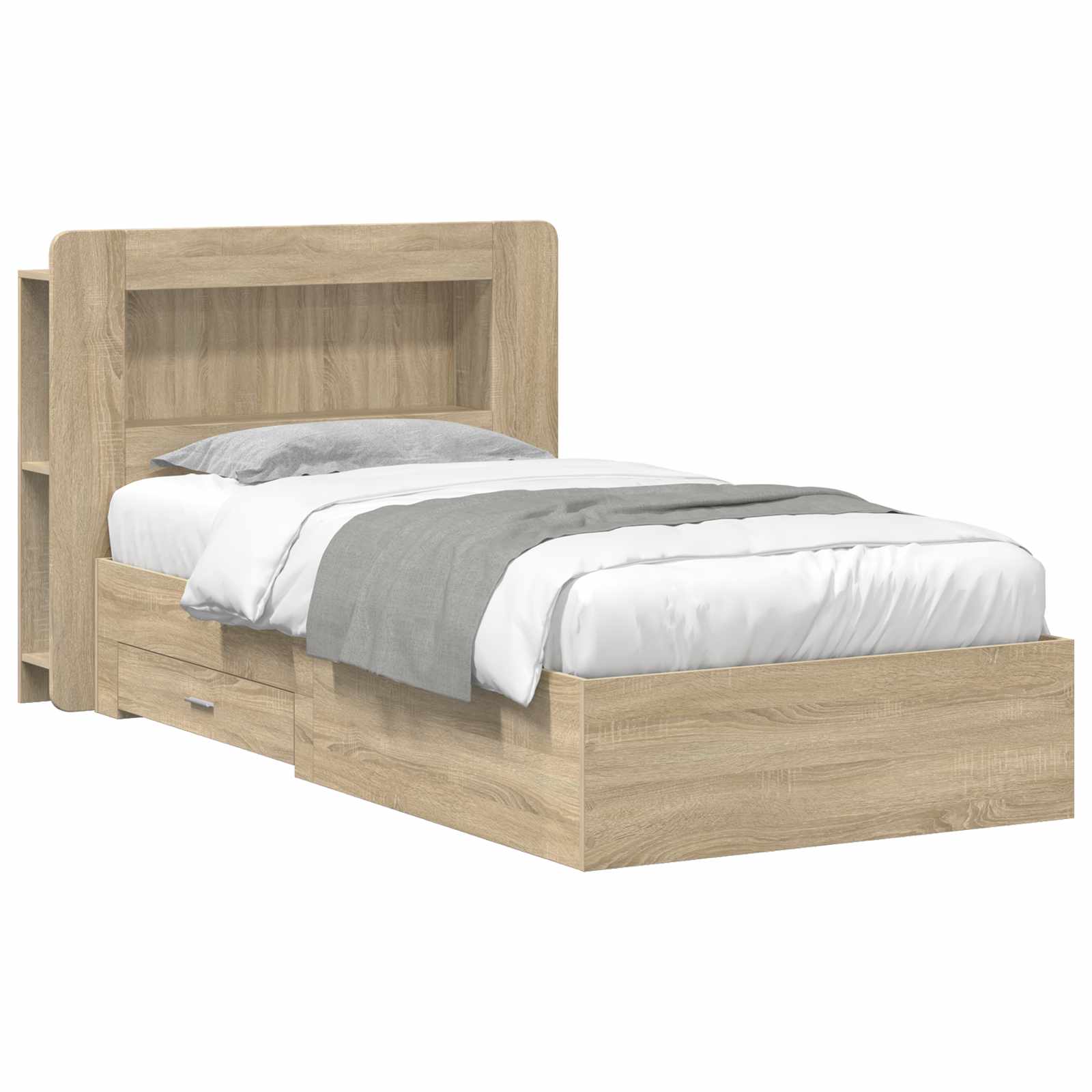 Sängram med förvaring Sonoma-ek 75 x 190 cm Konstruerat trä