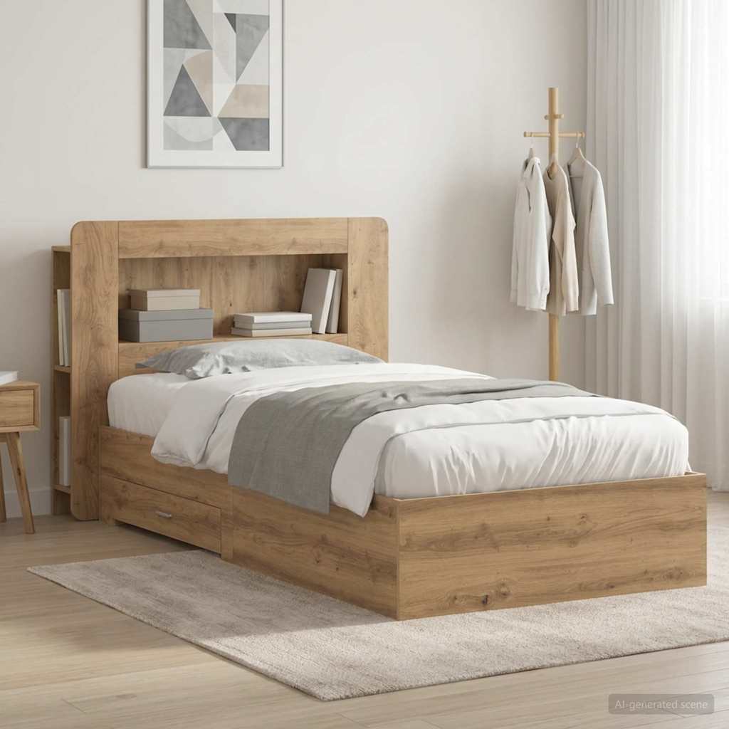 Sängram med förvaring Artisan-ek 100 x 200 cm Konstruerat trä