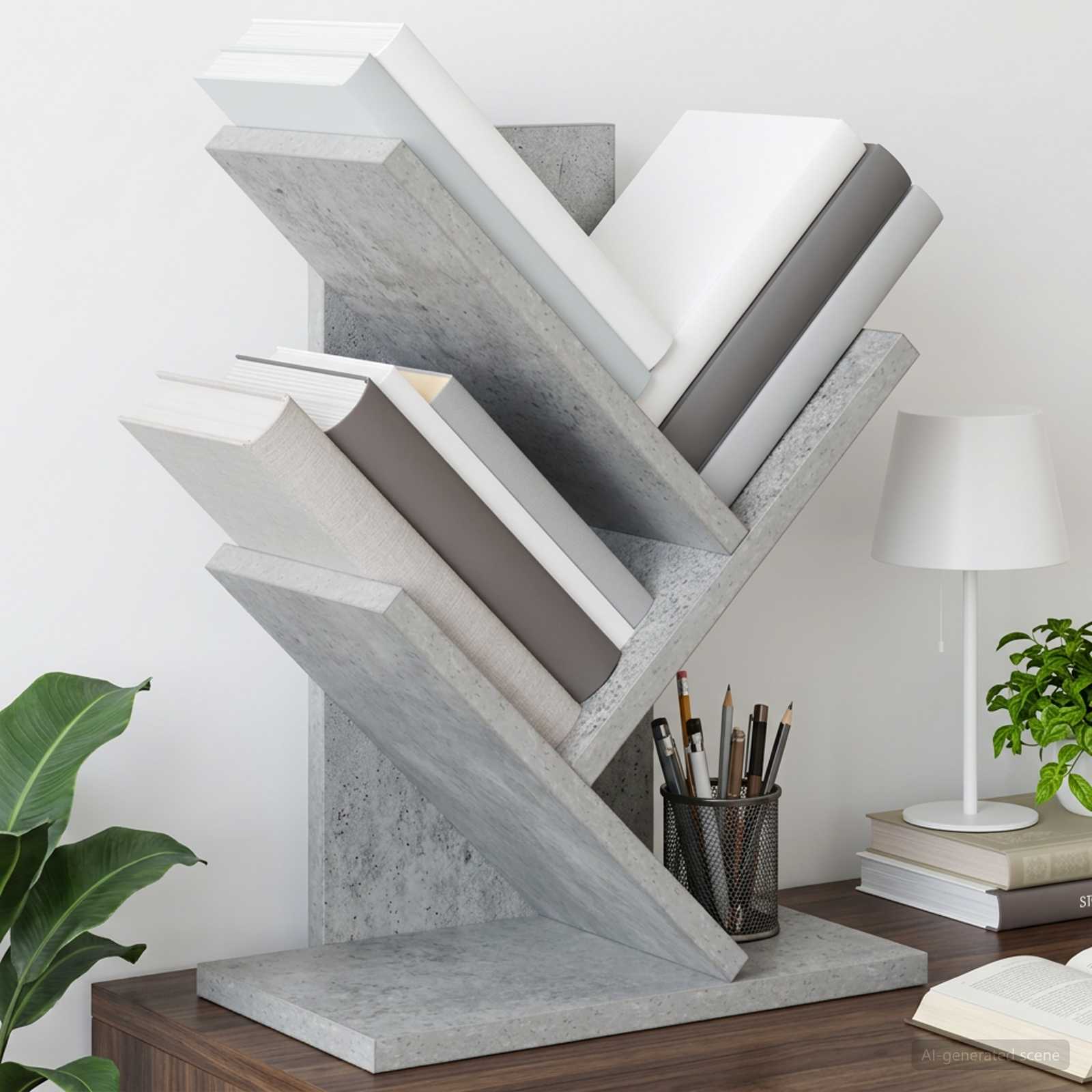 Trä Bokhylla 3-Tier 30 x 18 x 40 cm Konstruerat trä Betonggrå