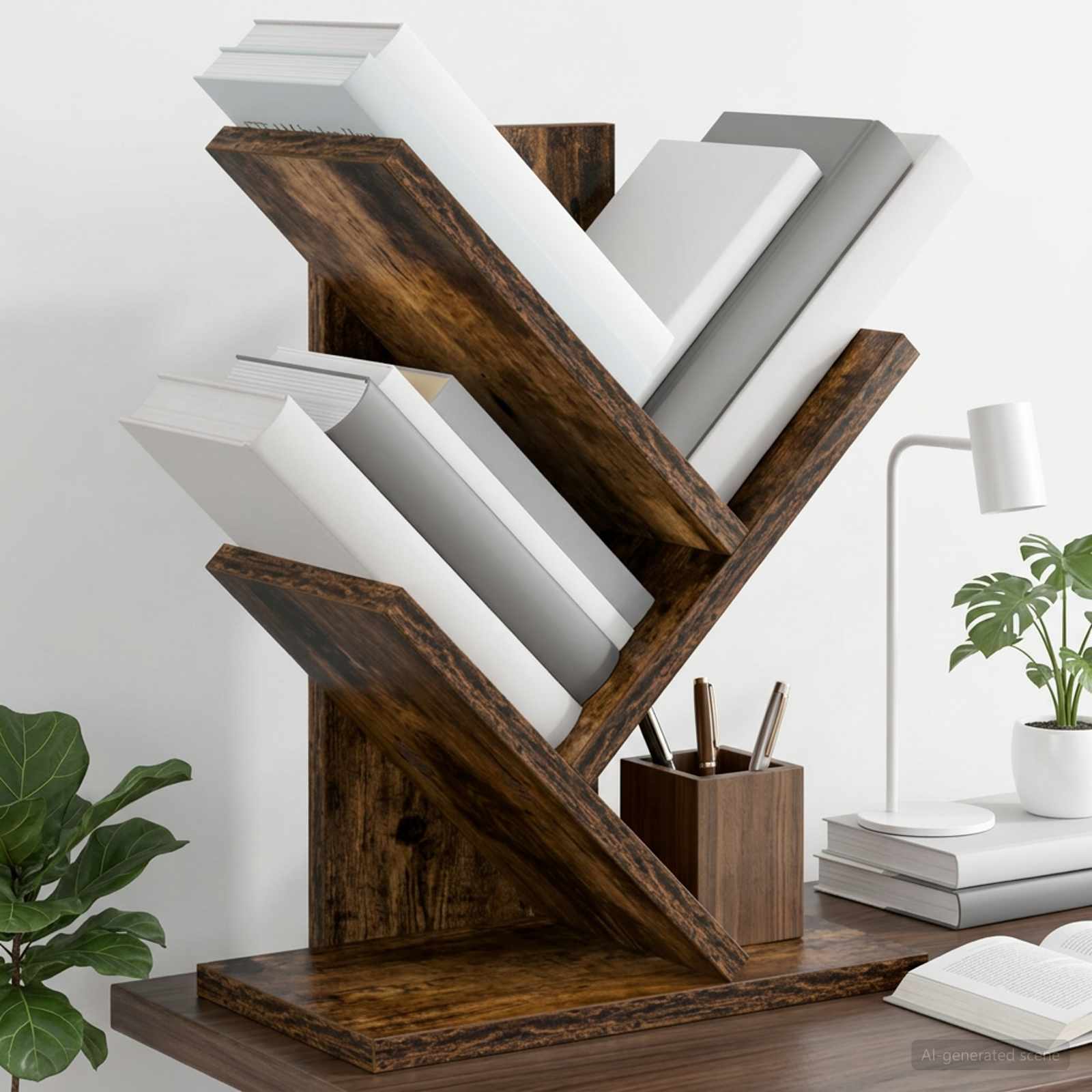 Trä Bokhylla 3-Tier 30 x 18 x 40 cm Konstruerat trä Rökt ek