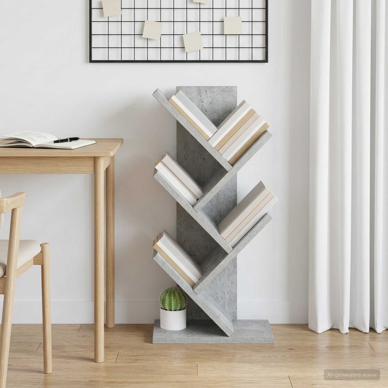 Trä Bokhylla 4-Tier 30 x 18 x 60 cm Konstruerat trä Betonggrå