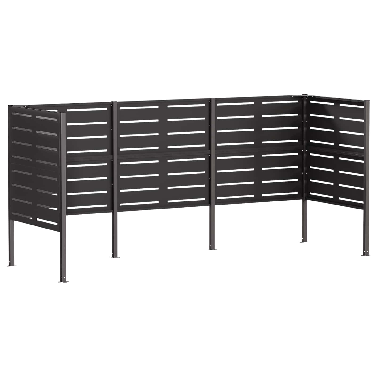 Soptunneskärm 249 x 85 x 113 cm Stål Svart