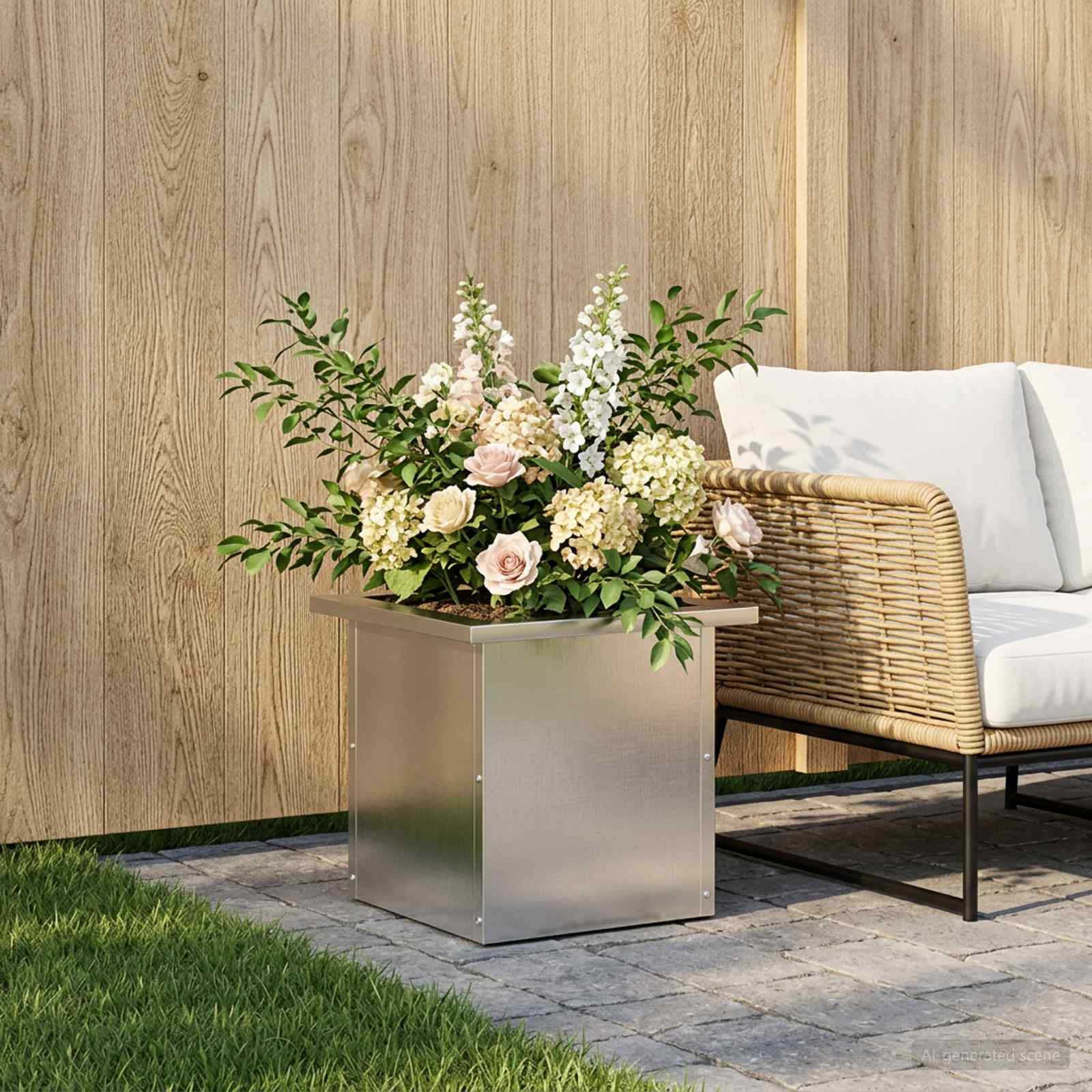 Odlingslåda med LED Silver 30 x 30 x 30 cm Rostfritt stål
