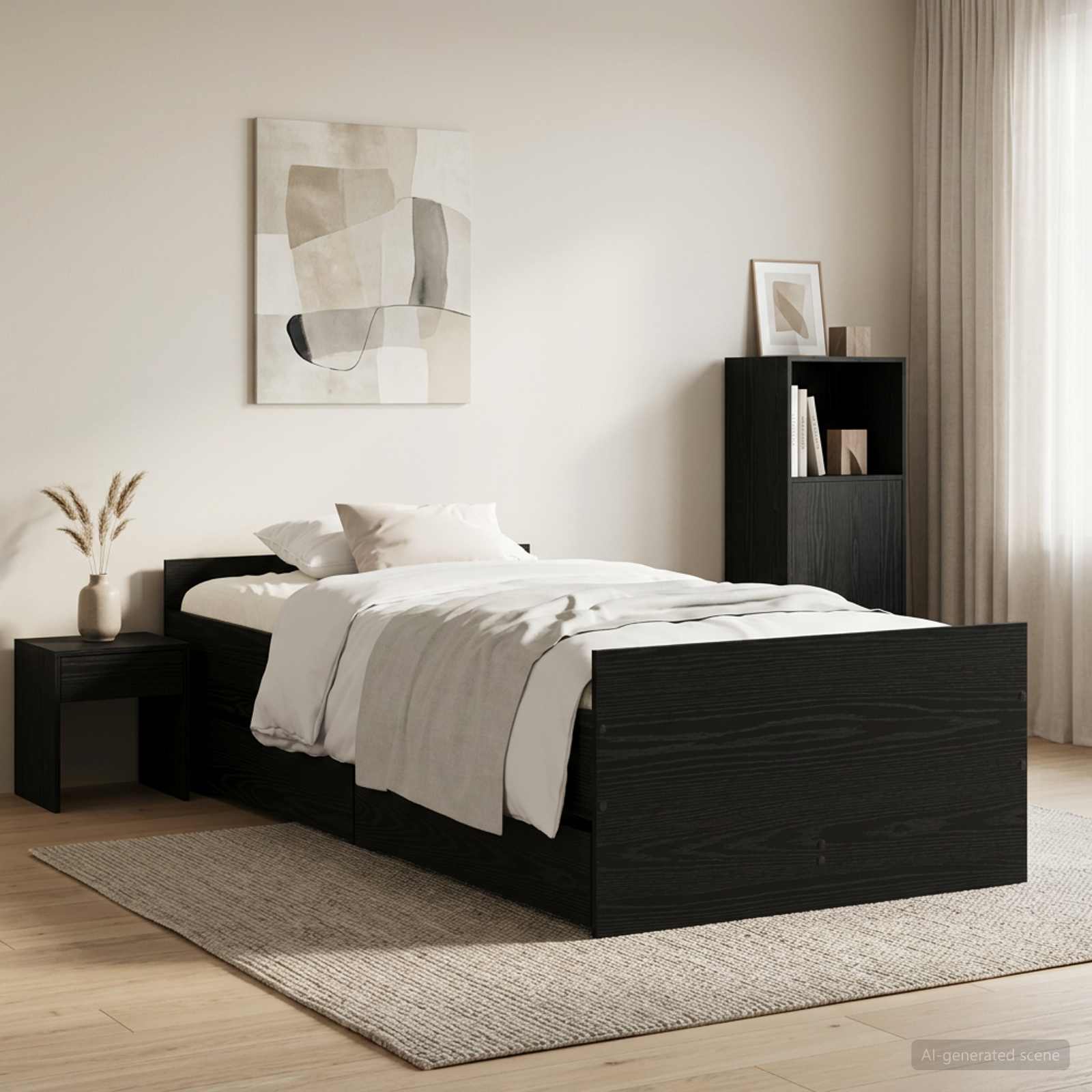 Sängram Svart ek 100 x 200 cm Konstruerat trä