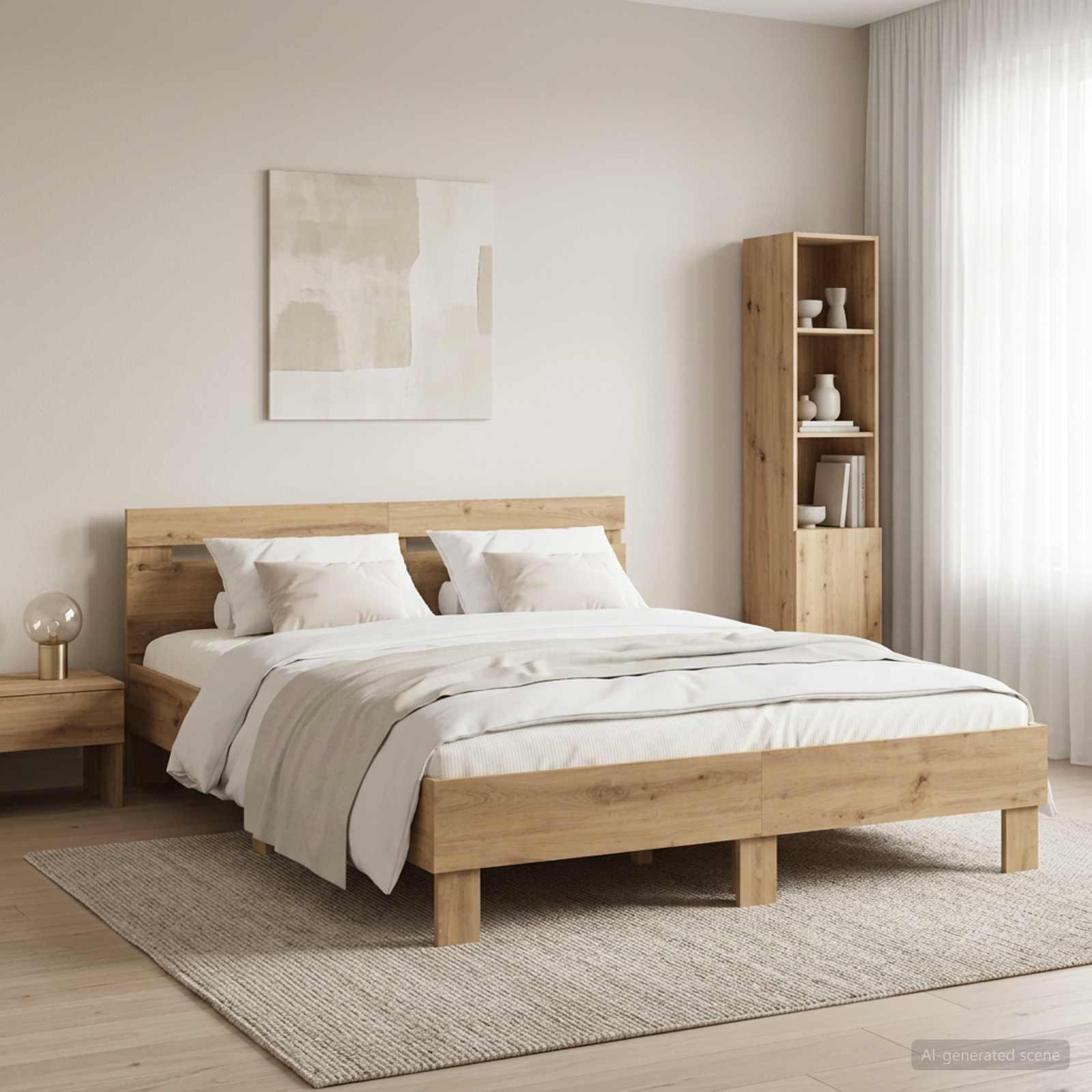 Sängram Artisan-ek 135 x 190 cm Konstruerat trä