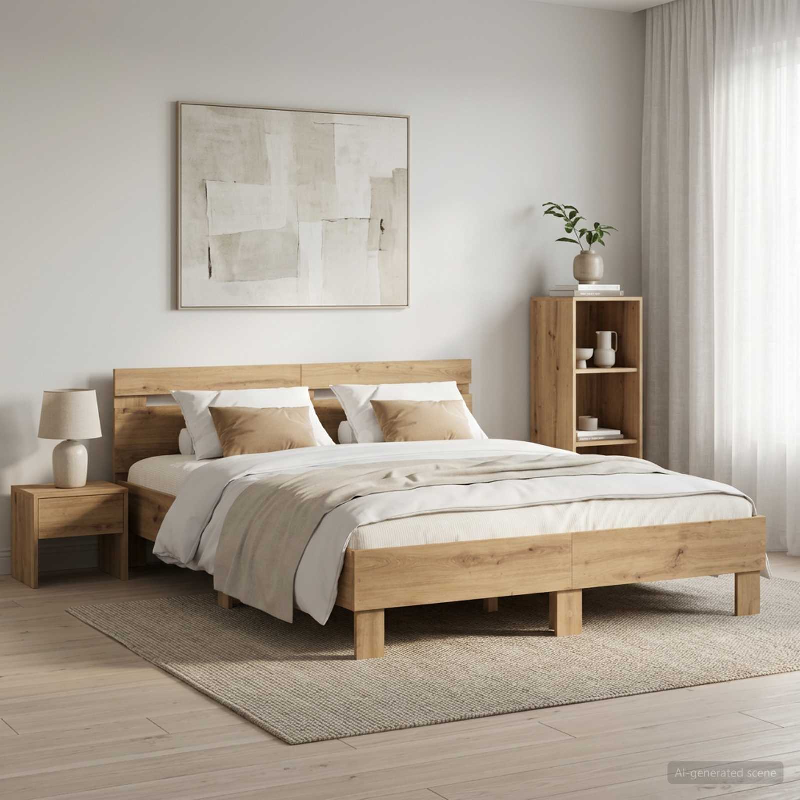Sängram Artisan-ek 120 x 190 cm Konstruerat trä