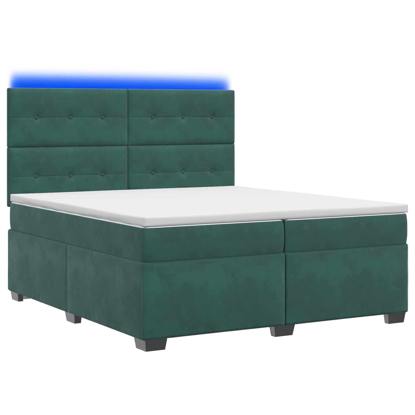 Kontinentalsäng med madrass Mörkgrön 200 x 200 cm Sammet