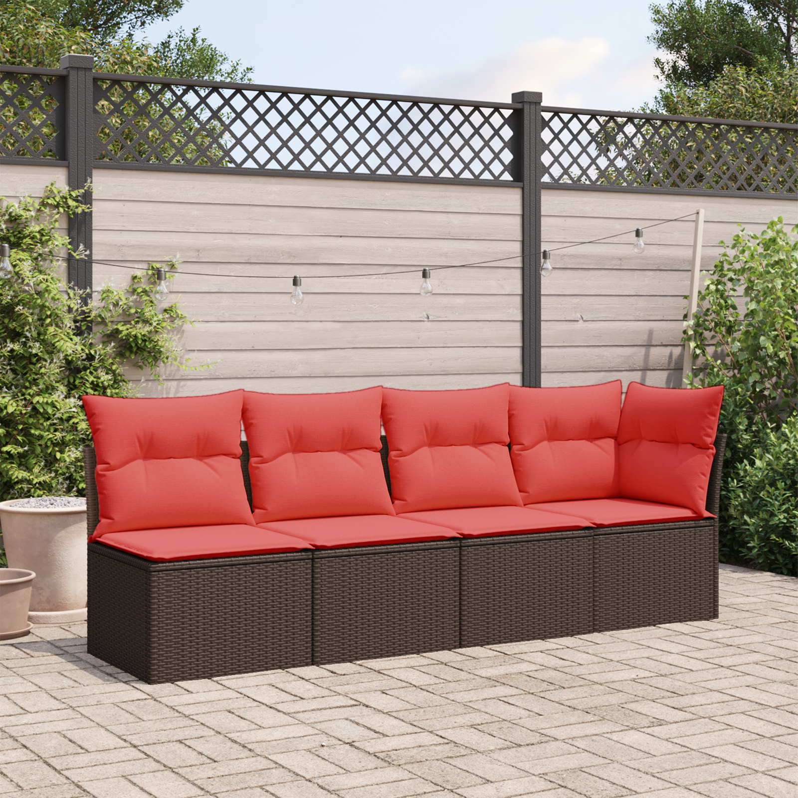 | Trädgårdsoffa | med kudde Brun 227 x 62 x 69 cm konstrotting