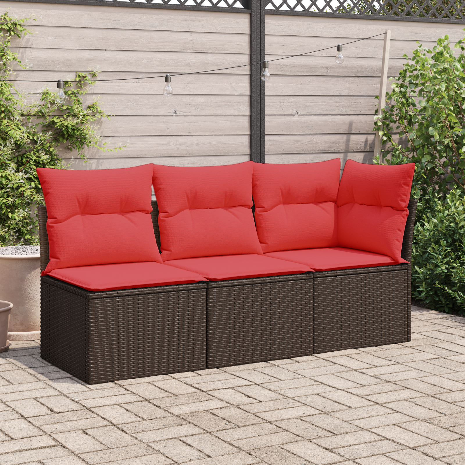 | Trädgårdsoffa | med kudde Brun 62 x 62 x 69 cm Poly rattan